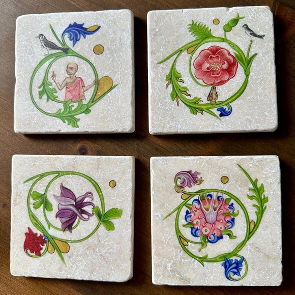 Set of 4 Unique & Gorgeous Gutenberg Museum Marble Tiles Coasters/Decorative Art - Picture 1 of 9